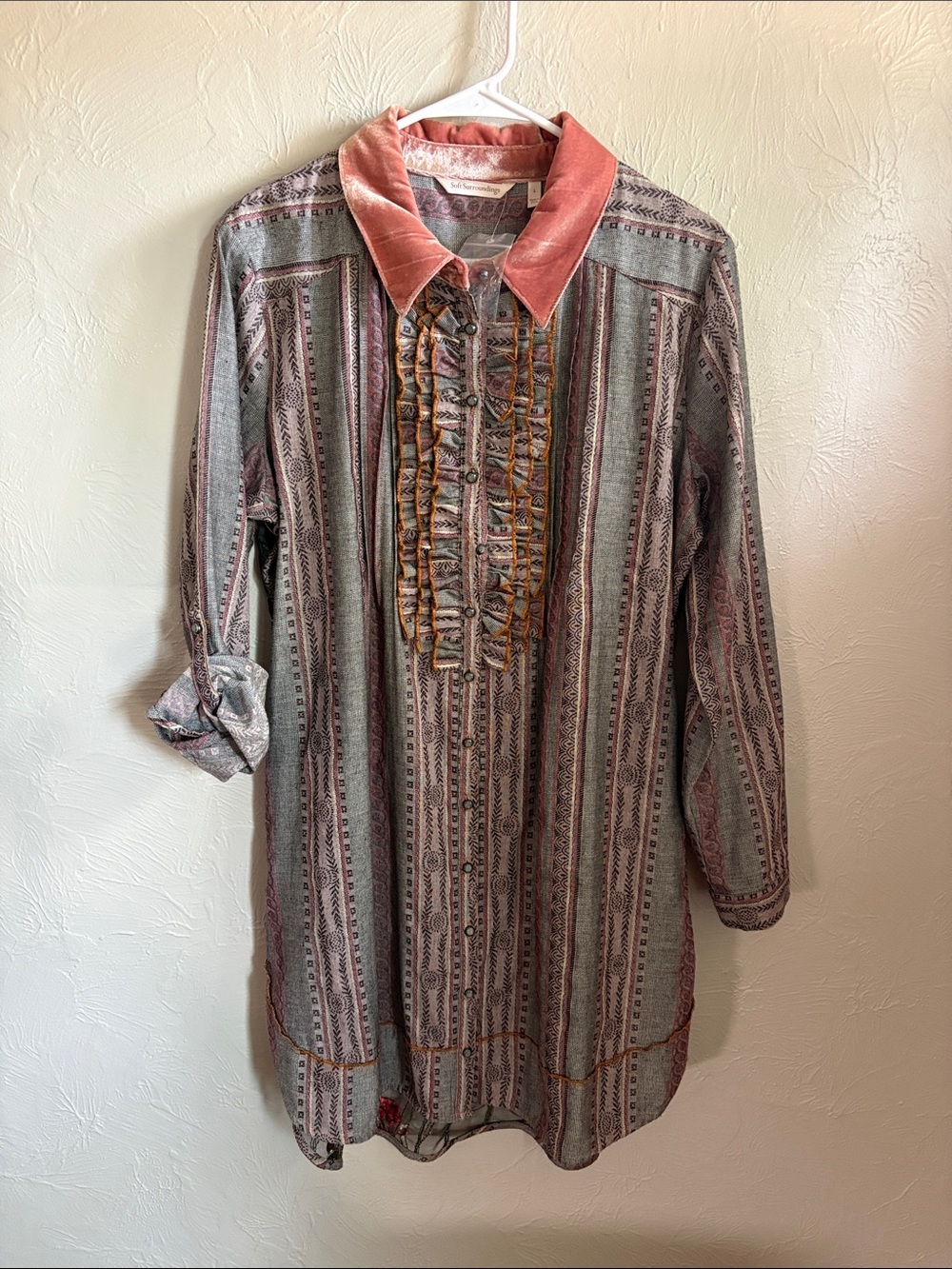 Soft Surroundings NWOT Malorie Floral Embroidered Floral Long Sleeve Top Size L